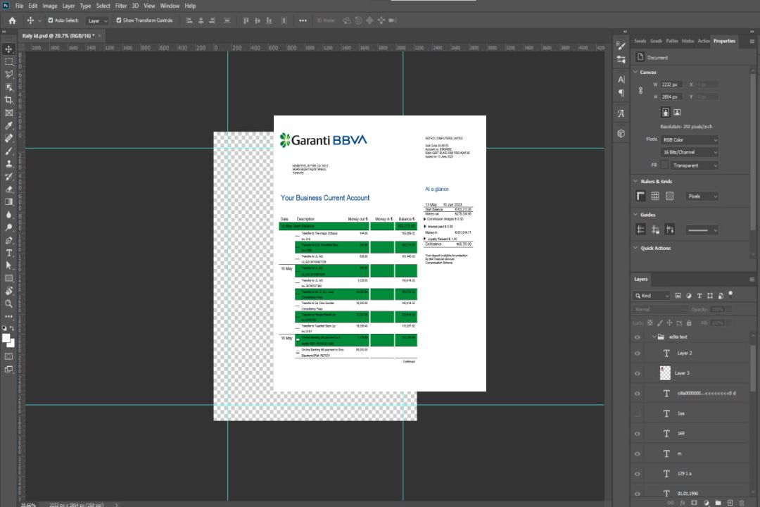 Modèle Word et PDF de déclaration d'entreprise de Garanti BBVA Bank template